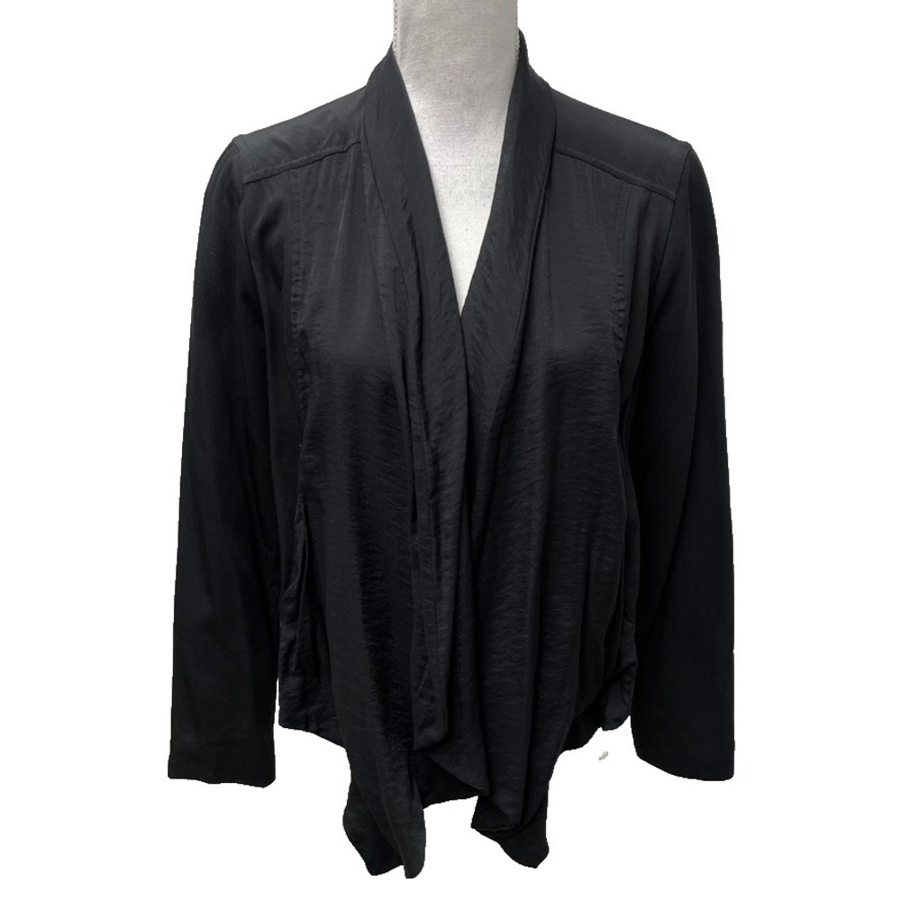 AllSaints Kwar Jacket Womens 8 Black Cropped Drape Edgy Career Rocker Teacher